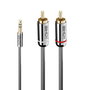 Lindy Cromo Line - Câble Audio 3.5mm Jack (Mâle) vers RCA (Mâle) 3m - Haute Qualité, Connecteurs plaqués or 24 carats, Gaine TPE souple