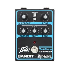 Peavey Bandit Supreme Teal Stripe Preamp Pedal - Recreation 2e génération avec EQ actif