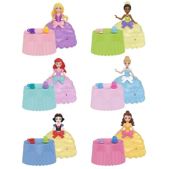 Disney Princess Poupée Cupcake Doll Reveal - Poupée transformable Disney avec 5 surprises dont 3 poupées et décor de fête - JFG78