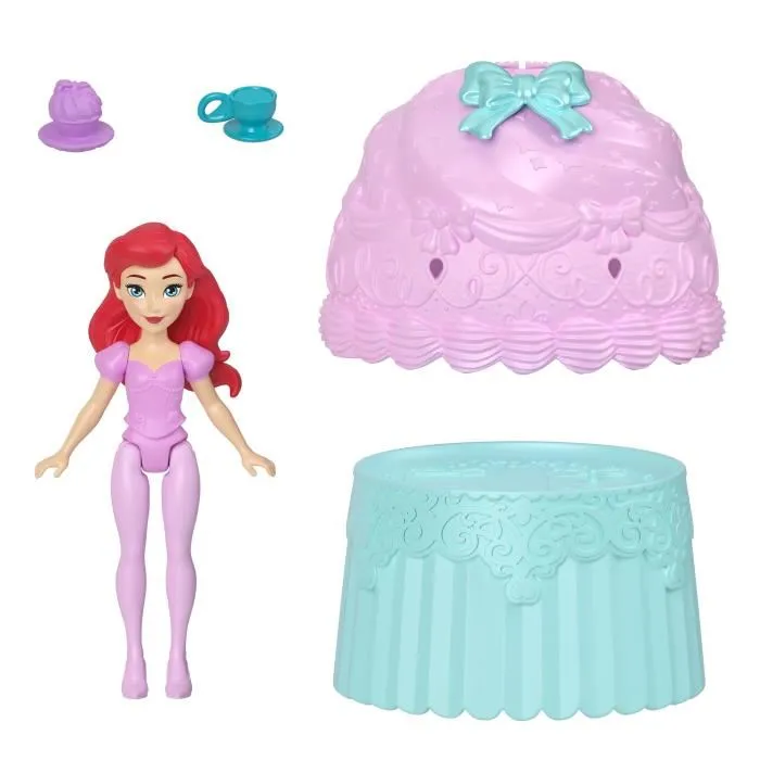 Disney Princess Poupée Cupcake Doll Reveal - Poupée transformable Disney avec 5 surprises dont 3 poupées et décor de fête - JFG78