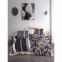 BigBuy Home Parure de lit King Size 3 Pièces Bleu, Or et Blanc avec Impression 3D