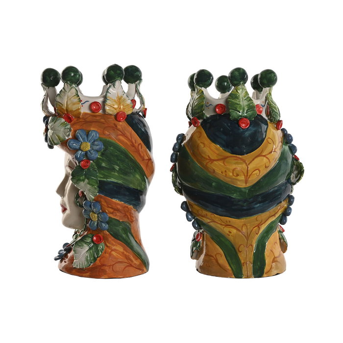 Cache-pot Home ESPRIT Vert Multicouleur Porcelaine 20 x 20 x 32 cm (2 Unités)