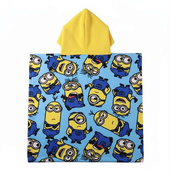 Cerdá Minions - Poncho en microfibre pour enfants avec motif Minions - Dimensions : 55.0 x 77.0 x 1.0 cm