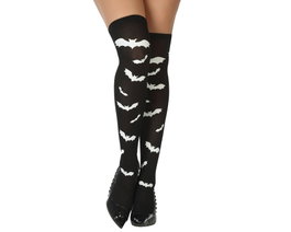 Collants noirs avec chauves-souris blanches pour femme adulte