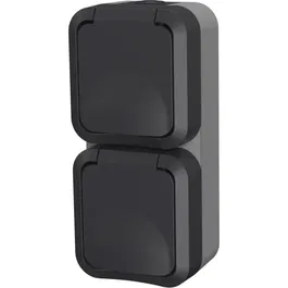 QUARX Prise double extérieure verticale Aqua Pro IP55 250V 16A - Sécurité optimale pour jardin et balcon