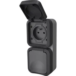 QUARX Prise double extérieure verticale Aqua Pro IP55 250V 16A - Sécurité optimale pour jardin et balcon