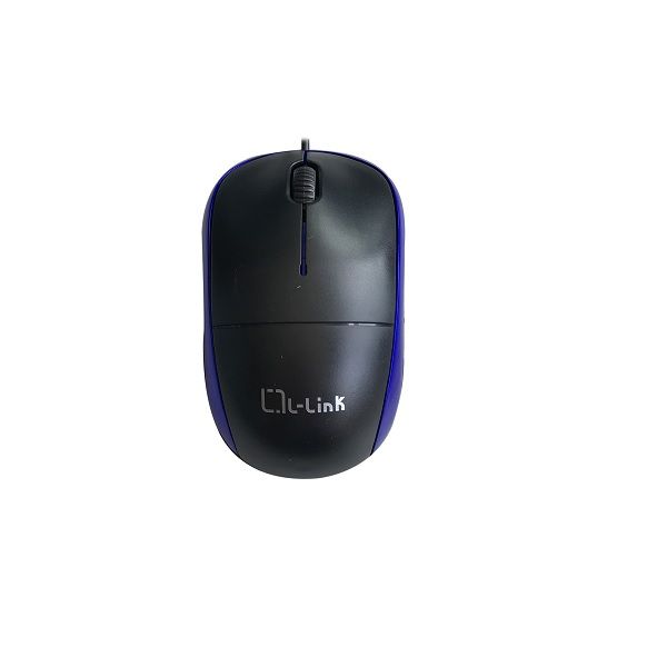 L - Link Souris Optique USB Noire et Bleue, Ergonomique pour Gauchers et Droitiers, 2 Boutons