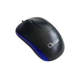 L - Link Souris Optique USB Noire et Bleue, Ergonomique pour Gauchers et Droitiers, 2 Boutons