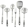 Fackelmann Oxford Ensemble de 6 ustensiles de cuisine en inox: écumoire, fourchette à viande, pelle, cuillère à servir, louche et cuillère à sauce (28-32 cm)