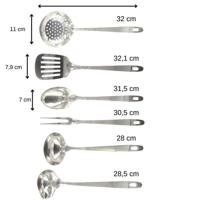 Fackelmann Ensemble d'ustensiles de cuisine Oxford, 6 pièces, Inox