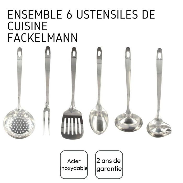 Fackelmann Ensemble d'ustensiles de cuisine Oxford, 6 pièces, Inox