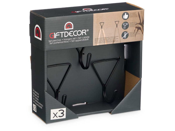 GIFTDECOR Set de 3 cintres triangle noir
