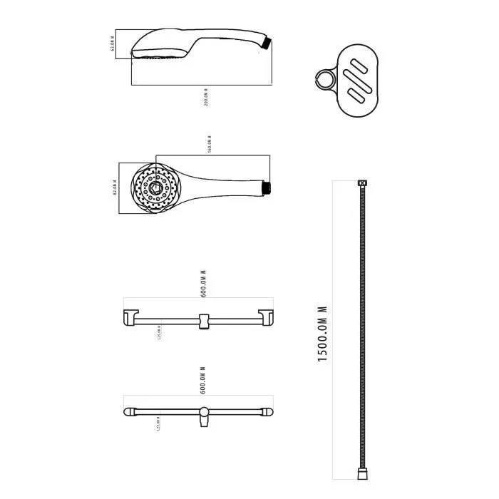 Edouard Rousseau Combiné Barre Douche HEKO Inox Chromé 60 cm avec Douchette 80 mm 5 Jets, Flexible 1.5 m, Porte-Savon