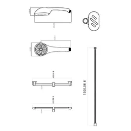 Edouard Rousseau Combiné Barre Douche HEKO Inox Chromé 60 cm avec Douchette 80 mm 5 Jets, Flexible 1.5 m, Porte-Savon