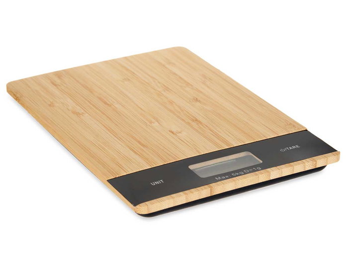 Kinvara Balance Digitale en Bambou et Plastique Naturel et Noir 5 kg 15 x 21,6 x 2 cm Pile CR2032 Incluse (Set de 6)