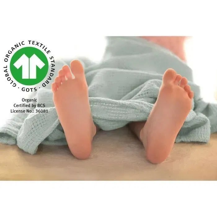 Roba Couverture bébé Lil Planet 80 x 80 cm en coton biologique Oeko-Tex, pois éponge, vert givré - Certifiée GOTS