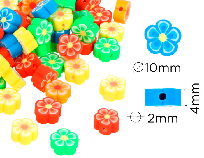 Innspiro Perles en pâte polymère fleurs 5 modèles 10mm 100u