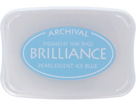 Tsukineko BRILLIANCE Tampon d'encre bleu glace perlé effet nacaré 95x65mm