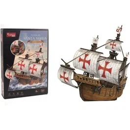 Explora Puzzle 3D Bateau Santa Maria 204 Pièces, Maquette à Construire Jeu Éducatif sans Colle, Dimensions 58 cm, Idéal Enfant à Partir de 8 Ans