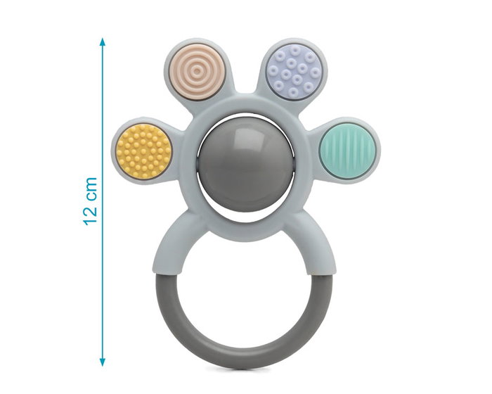 KioKids Mordedor Sonajero De Silicona Gris - Anneau de dentition et hochet en silicone souple pour bébés à partir de 3 mois, texture stimulante pour masser les gencives KioKids Mordedor Sonajero De Silicona Gris - Anneau de dentition et hochet en silicone souple pour bébés à partir de 3 mois, texture stimulante pour masser les gencives