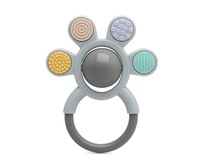 KioKids Mordedor Sonajero De Silicona Gris - Anneau de dentition et hochet en silicone souple pour bébés à partir de 3 mois, texture stimulante pour masser les gencives KioKids Mordedor Sonajero De Silicona Gris - Anneau de dentition et hochet en silicone souple pour bébés à partir de 3 mois, texture stimulante pour masser les gencives