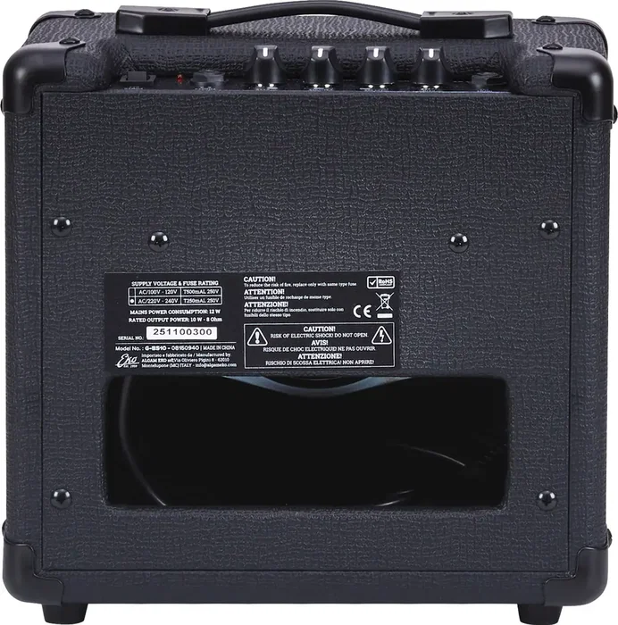 EKO BS10 Ampli Guitare Combo 10W 1x5" Noir Stealth EQ 3 Bandes