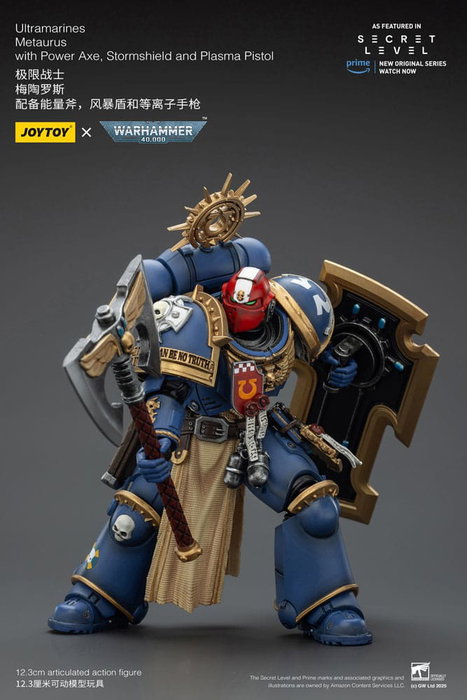 Joy Toy (CN) Warhammer 40,000 Ultramarines Metaurus avec Hache de puissance, Bouclier d'assaut et Pistolet à plasma