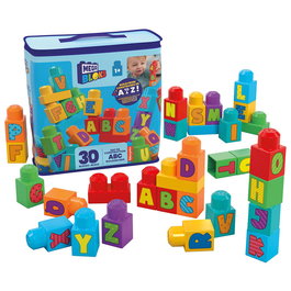 MEGA BLOKS - Sac de 30 grands blocs de construction Fisher-Price, avec blocs alphabet, jouet éducatif pour enfants dès 1 an - Hrr60