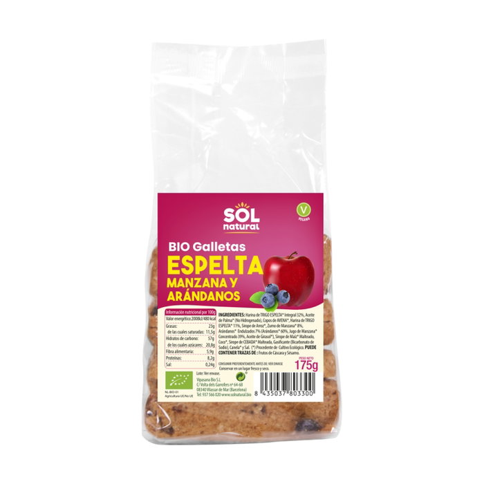 Sol Natural Biscuits Bio Épeautre Pomme Myrtille 175g