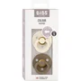 Bibs Sucette bébé Ivory Dark Oak Taille 1 - Pack de 2 avec embout rond