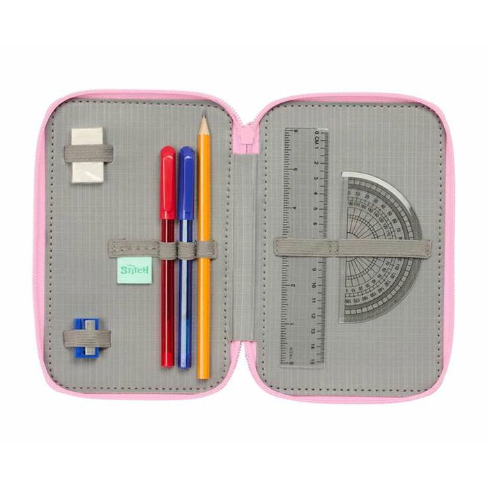Pochette à crayons triple Stitch Vert 12,5 x 19,5 x 5,5 cm 37 Pièces