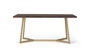 GINER Y COLOMER - Table de salle à manger en bois de manguier avec base en métal, 200 cm de long, finition noyer et doré