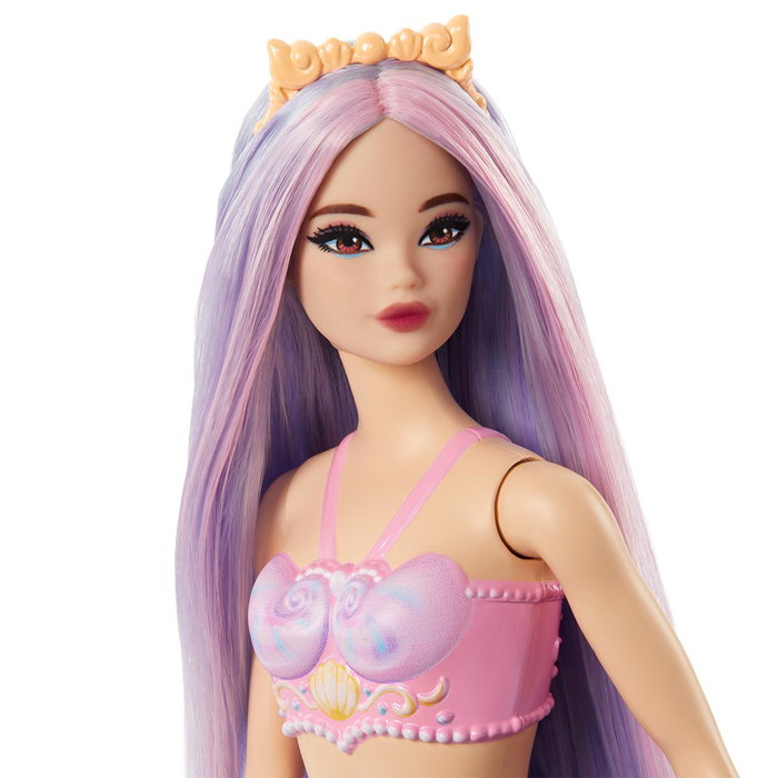 Barbie - Poupee Sirène Fantaisie avec Cheveux Lilas et Queue Lavande - Référence HRR06 - Mattel