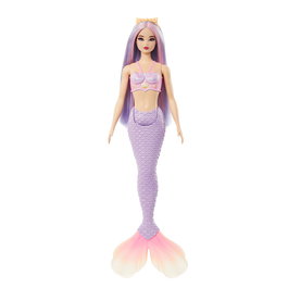 Barbie - Poupee Sirène Fantaisie avec Cheveux Lilas et Queue Lavande - Référence HRR06 - Mattel