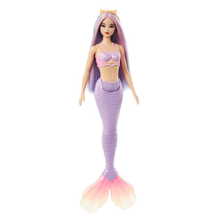 Barbie - Poupee Sirène Fantaisie avec Cheveux Lilas et Queue Lavande - Référence HRR06 - Mattel