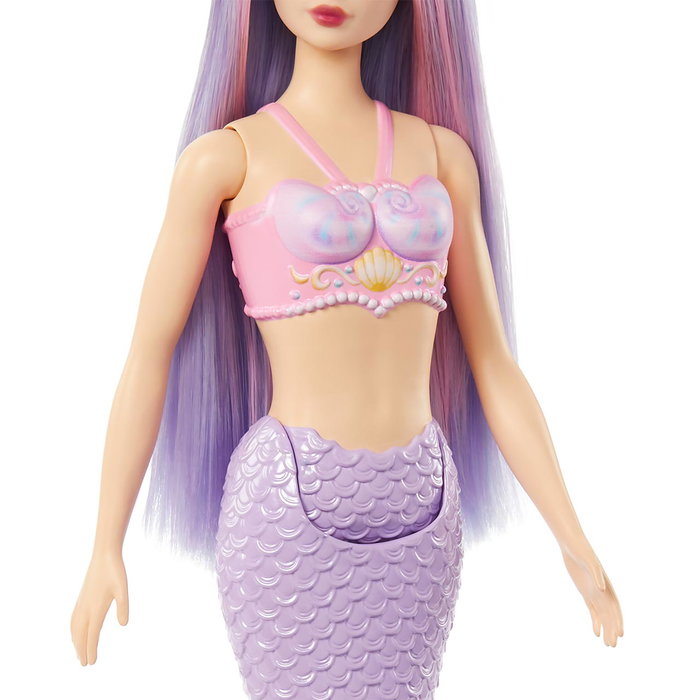 Barbie - Poupee Sirène Fantaisie avec Cheveux Lilas et Queue Lavande - Référence HRR06 - Mattel