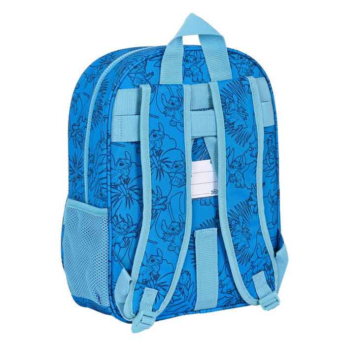 SAFTA Mochila Stitch Disney 34 cm adaptable aux chariots, avec poche latérale pour bouteille, bretelles ergonomiques et poche frontale grand format