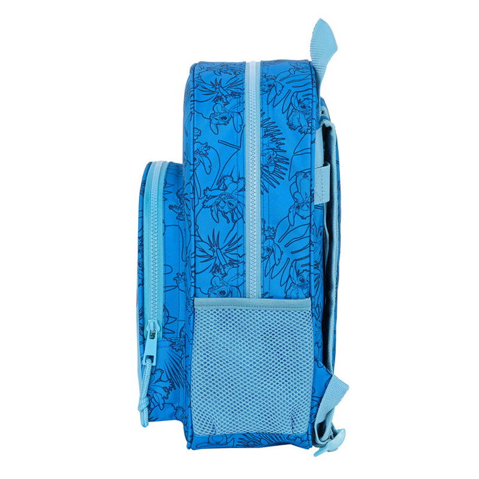SAFTA Mochila Stitch Disney 34 cm adaptable aux chariots, avec poche latérale pour bouteille, bretelles ergonomiques et poche frontale grand format