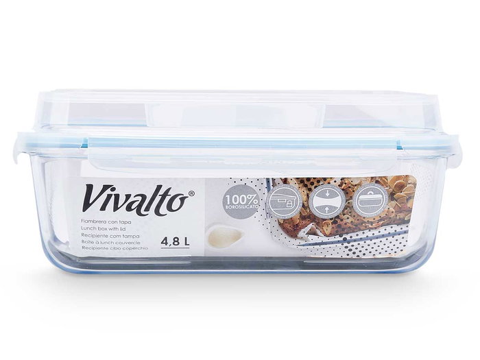 VIVALTO Boîte de conservation hermétique en verre borosilicaté 4,8 L