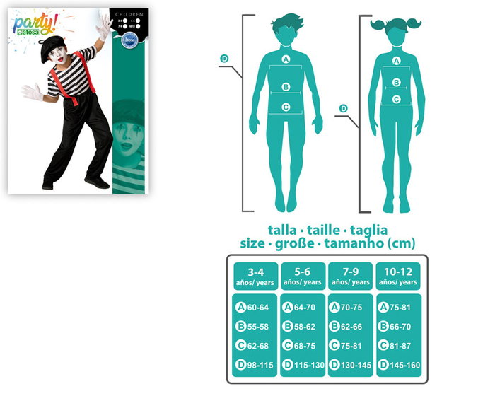 BigBuy Carnival Déguisement Mime pour Enfant 5-6 Ans BigBuy Carnival Déguisement Mime pour Enfant 5-6 Ans