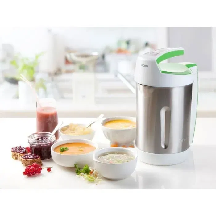 Domo Blender chauffant DO705BL - 1000 W, 2 litres, en acier inoxydable, 6 programmes (soupe, smoothie, confiture)