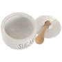 Home ESPRIT Sucrier ESPRIT Blanc Naturel Bambou Porcelaine 11,8 x 11,8 x 8,2 cm