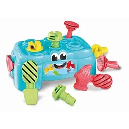 Clementoni Baby - Atelier de Bricolage Jeu d'Éveil avec Marteau, Tournevis et Pince - Caisse à Outils Transportable pour Enfants Dès 10 Mois - Développe la Motricité Fine