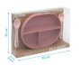 KioKids Set d'assiette de sevrage BLW en silicone avec ventouse et couverts, 3 compartiments, couleur rose, pour bébé +6 mois