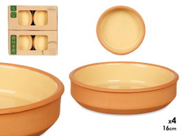 LA DEHESA Set de 6 caquelons en terre cuite couleur moutarde, 16 cm
