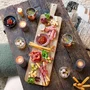 Livoo - Planche à découper et apéritive Maxi MES151 en acacia FSC, 75 x 19,5 cm avec pieds en bois