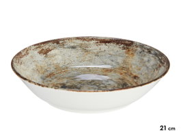 VESSIA Plat creux en porcelaine marron pierre 21cm