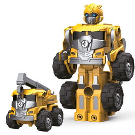 TACHAN Robot 3 en 1 Transformable, Amarillo, 27 Pièces, Jeu de Construction Se Transformant en 2 Véhicules, Jouet pour Enfants +3 Ans