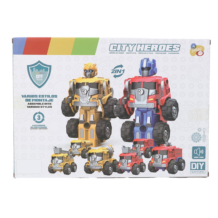 TACHAN Robot 3 en 1 Transformable, Amarillo, 27 Pièces, Jeu de Construction Se Transformant en 2 Véhicules, Jouet pour Enfants +3 Ans TACHAN Robot 3 en 1 Transformable, Amarillo, 27 Pièces, Jeu de Construction Se Transformant en 2 Véhicules, Jouet pour Enfants +3 Ans