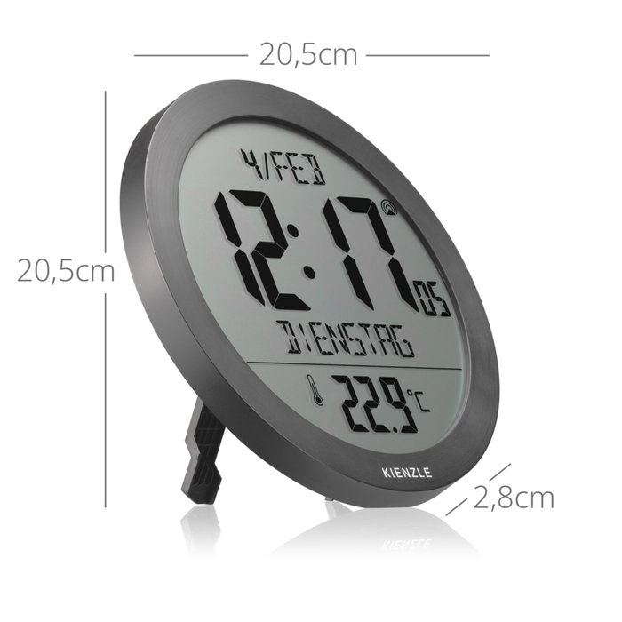 Kienzle Horloge murale et de table DCF avec affichage de la température, Anthracite